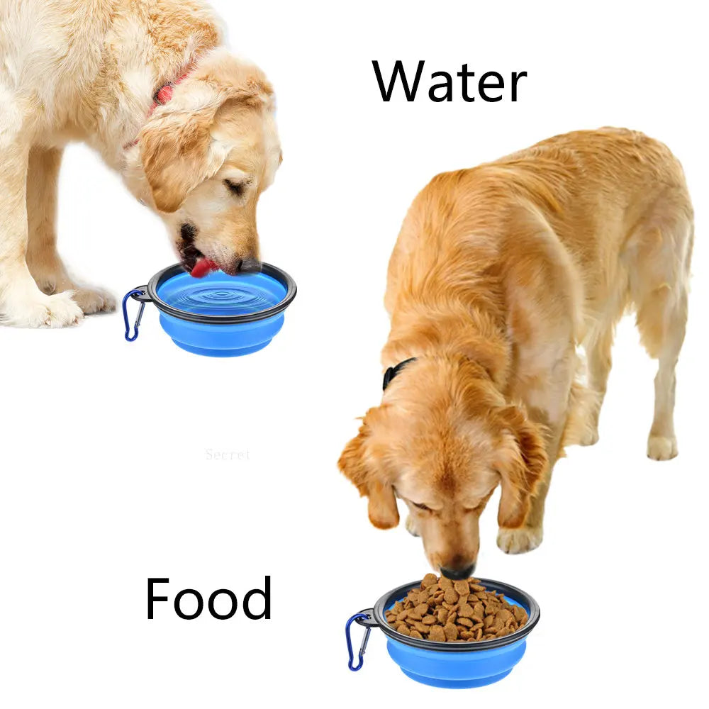 Collapsible Silicone Dog Bowl | Portable Pet Food & Water Dish for Outdoor Camping & Travel with Carabiner
