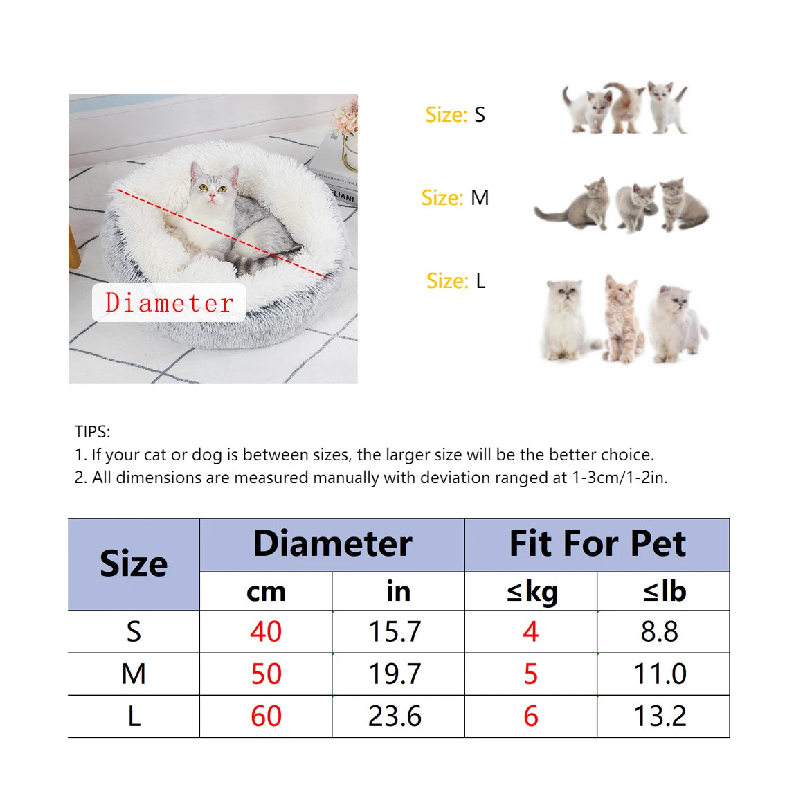 Long Plush Round Cat Bed | Comfy & Fashionable Nap Spot for Cats