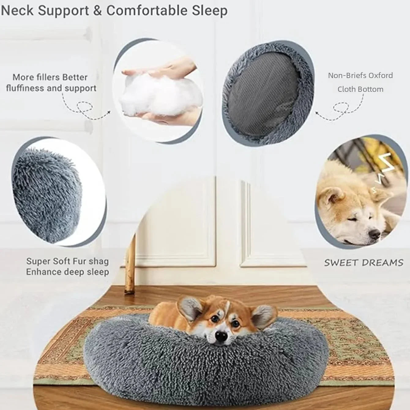 Round Pet Bed for Large Dog Bed Super Soft