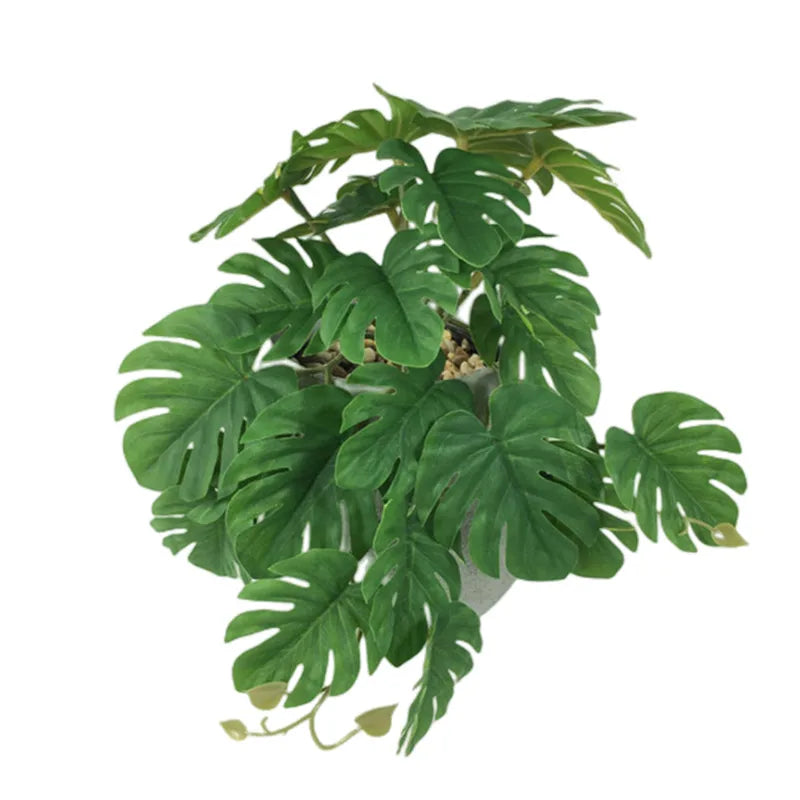 Artificial Terrarium Plant for Reptiles & Amphibians | Lifelike Tropical Leaves & Rattan Habitat Decor