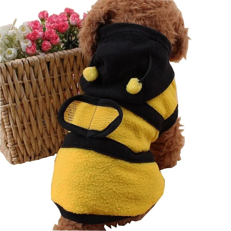 Bee Pet Puppy Coat Apparel Outfit Fleece Clothes Dog Cat Hoodie