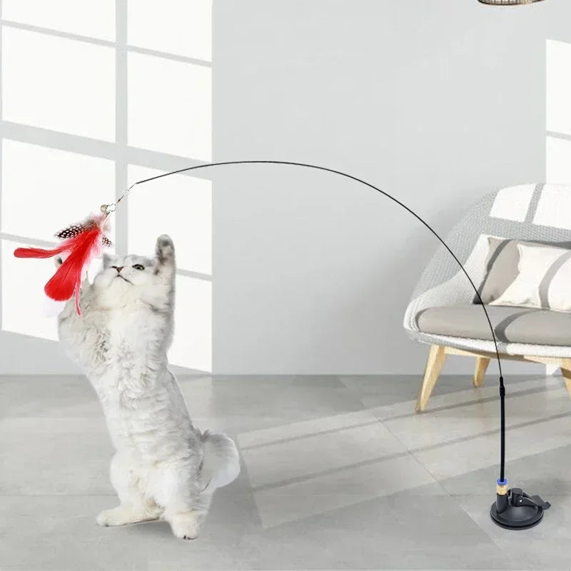 Hands-Free Interactive Cat Toy | Suction Cup Teaser Wand for Kittens - Chase & Exercise Play