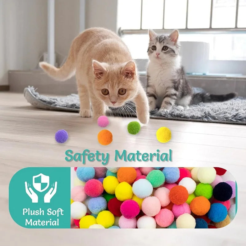 Interactive Cat Toy Ball | Launch Training Toy for Puppies and Kittens - Creative Mini Shooting Gun Games with Plush Balls