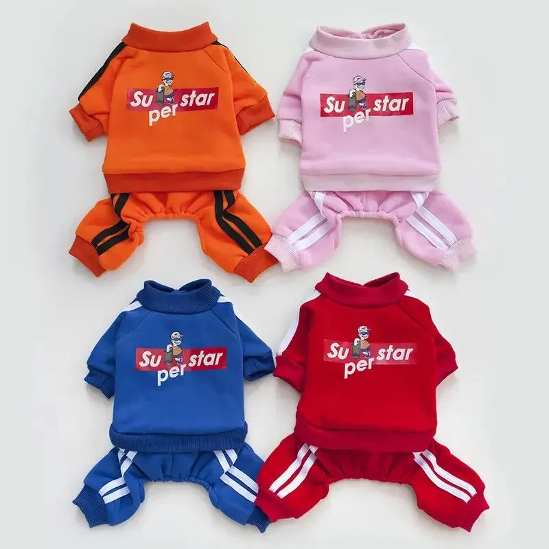 Winter Warm Pet Apparel Jumpsuit, Printed Clothes Sweater