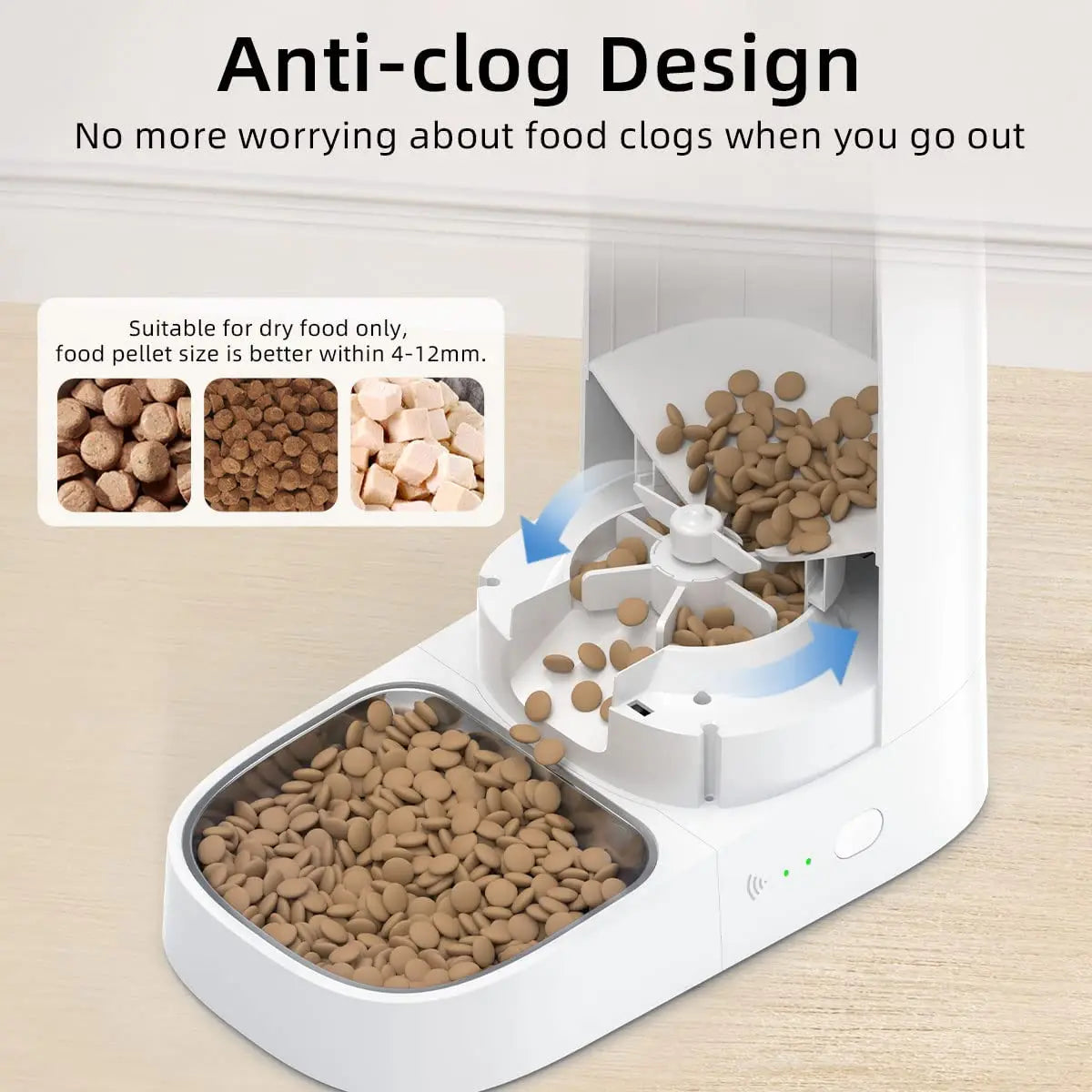 ROJECO Automatic Cat Feeder | Smart WiFi Kibble Dispenser with Remote Control for Cats & Dogs