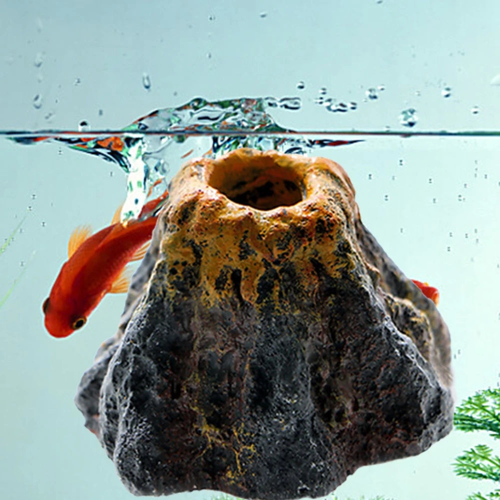 Volcano Shape Aquarium Decor | Air Bubble Stone Oxygen Pump Fish Tank Ornament