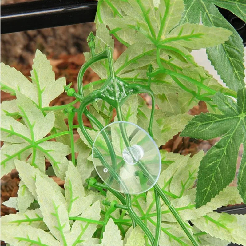 Reptile Plant Decoration with Suction Cups | Climbing Vines for Amphibians, Lizards & Snakes Habitat Decor
