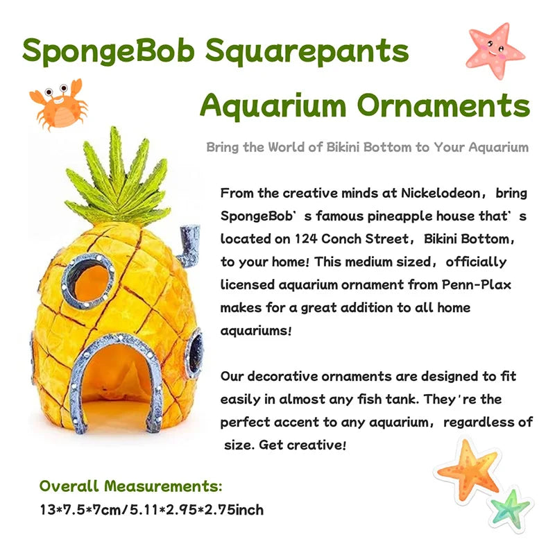 Cartoon Pineapple House Aquarium Decoration | Fish & Shrimp Shelter with Octopus & Crab Castle