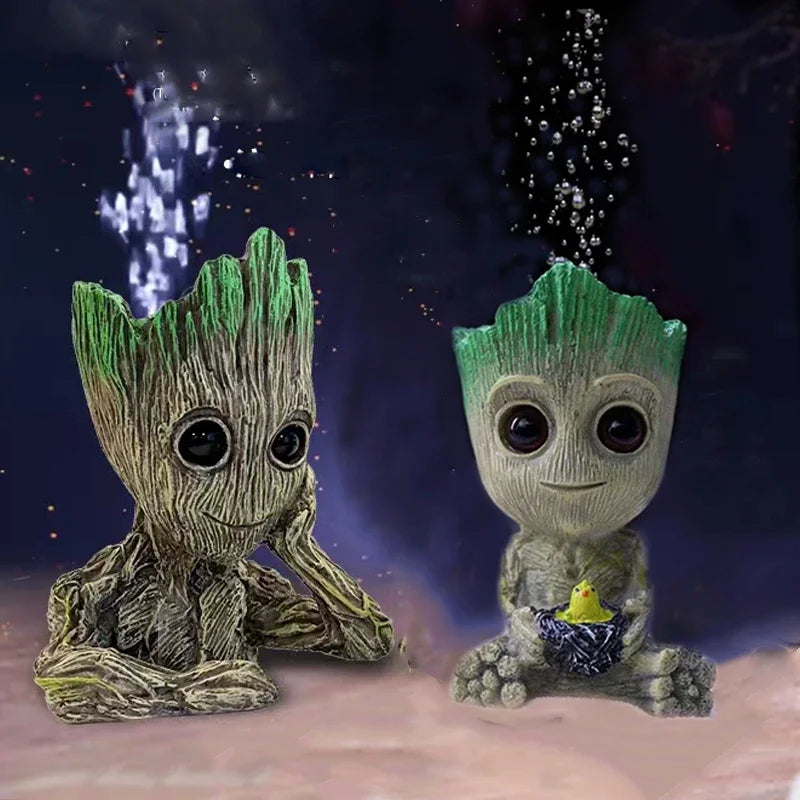 Cute Tree Man Figurine | Aquarium Decoration with Air Bubble Driftwood Statue & Fish Tank Shelter