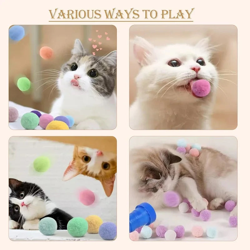 Interactive Cat Toy Ball | Launch Training Toy for Puppies and Kittens - Creative Mini Shooting Gun Games with Plush Balls