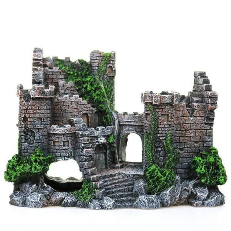 Castle Shape Fish Tank Ornaments | Resin Rockery Decoration for Aquarium Landscaping