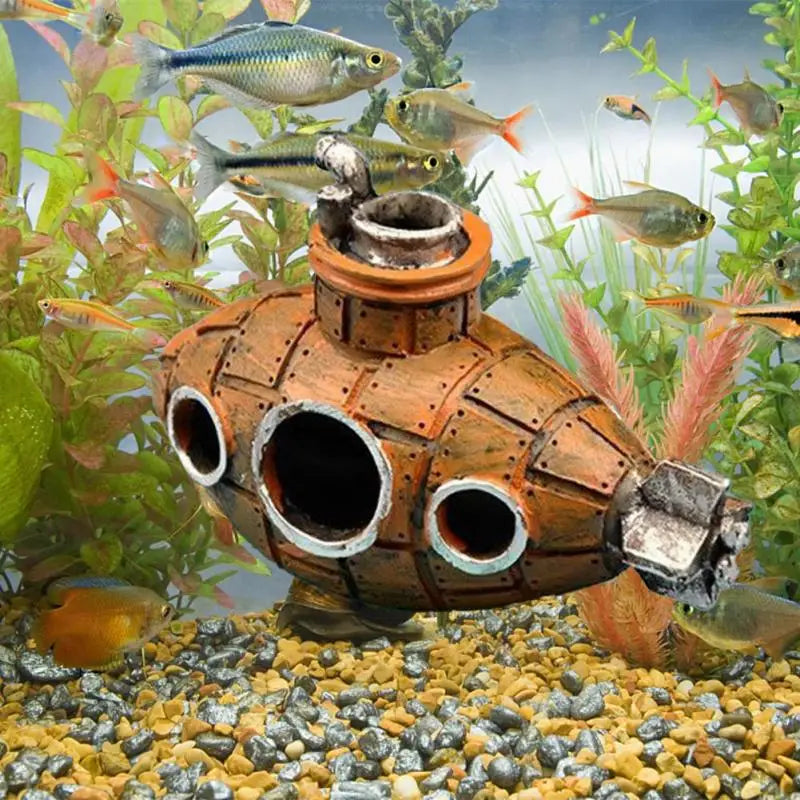 Resin Submarine Ornaments | Fish & Shrimp Shelter Cave for Aquarium Landscaping Accessories