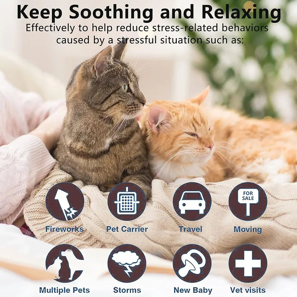 Adjustable Calming Collar for Cats and Dogs | 38/70cm Anxiety Reduction Pheromone Collar - Safe and Natural