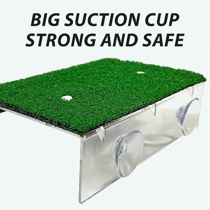 S/M/L Size Turtle Platform Float | Grass Ramp for Reptile Resting & Moss Island Habitat Decor