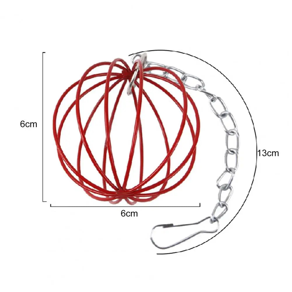Hanging Long Chain Round Rabbit Grass Ball | Metal Hamster Grass Ball Rack & Guinea Pig Grass Feeder - Pet Toy Supplies