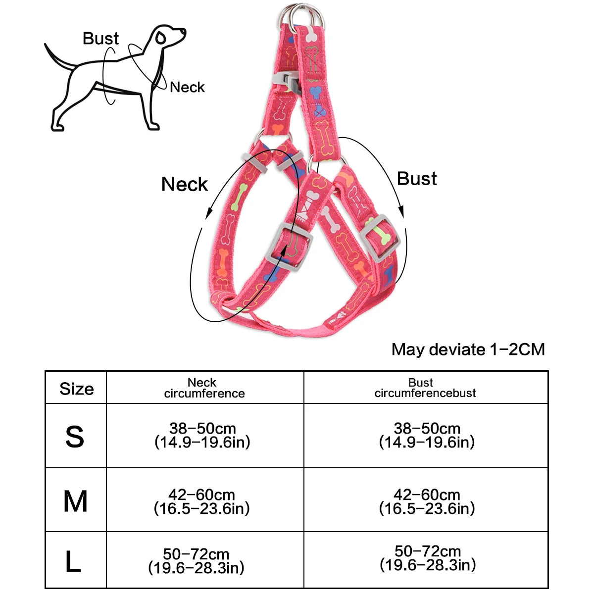 Colorful Bone Tripod Pet Dog Harness | Adjustable & Reflective Harness for Indoor and Outdoor Use