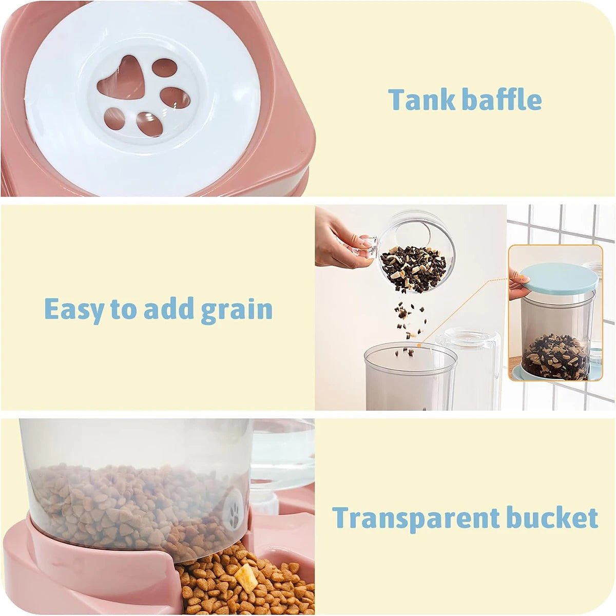 2-in-1 Automatic Cat Feeder & Water Dispenser Set | Tilted Gravity Food and Water Feeder for Pets