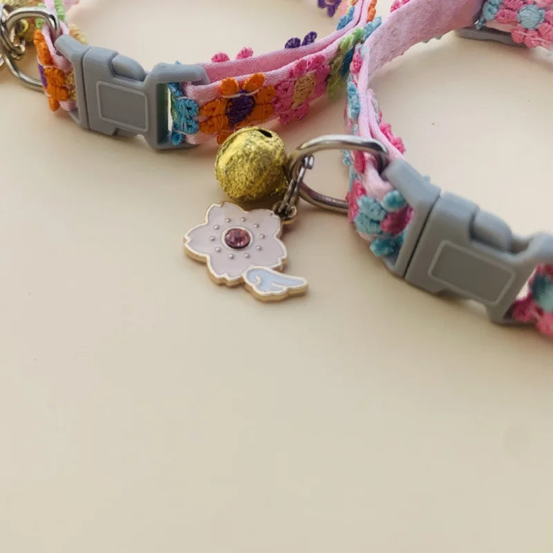 Adjustable Rainbow Cat Collars with Bell | Cute Kitten Collars for Small Dogs and Pets - Stylish Pet Accessories