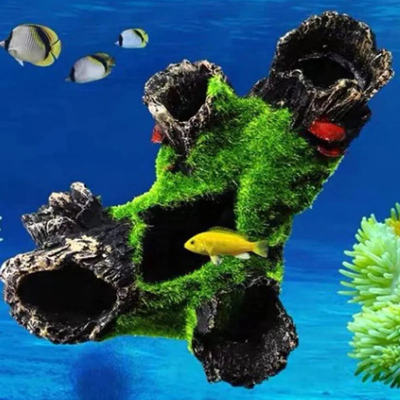 Aquarium Tree Trunk Decoration | Resin Hiding Cave for Shrimp & Fish Landscape