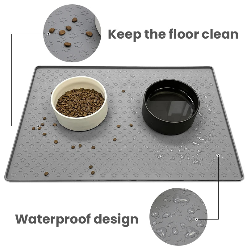 Waterproof Silicone Pet Feeding Mat | Dog & Cat Food Bowl Placemat | Non-Slip, Easy-Clean Pet Bowl Pad