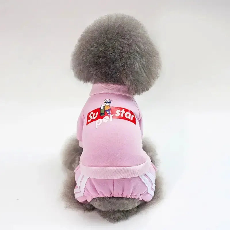 Winter Warm Pet Apparel Jumpsuit, Printed Clothes Sweater