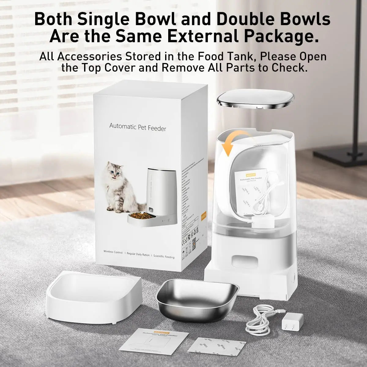 ROJECO Automatic Cat Feeder | Smart WiFi Kibble Dispenser with Remote Control for Cats & Dogs