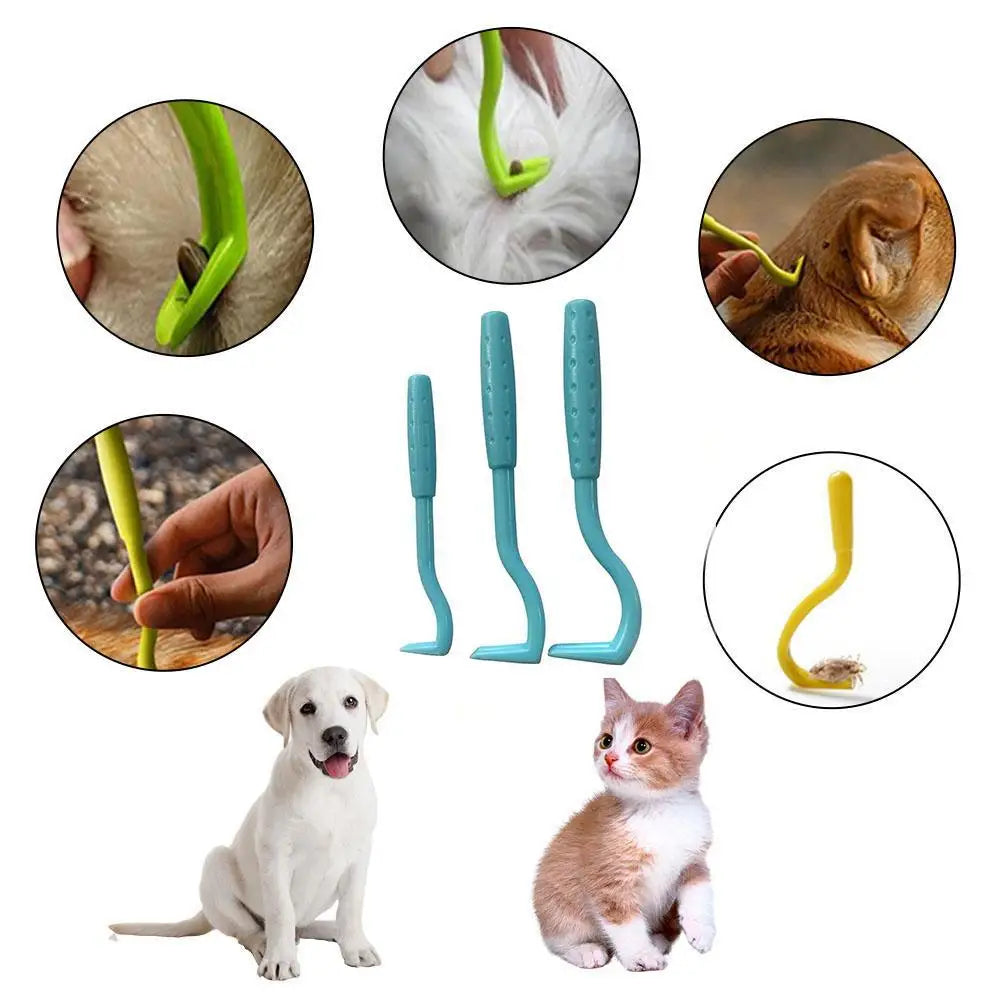 3Pcs/2Pcs Pet Flea Remover Tool Kit | Plastic Scratching Hook and Tick Picker for Cats and Dogs