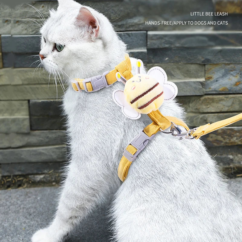 Cute Bee Adjustable Cat Harness & Leash | Safe Collar for Small Dogs and Cats