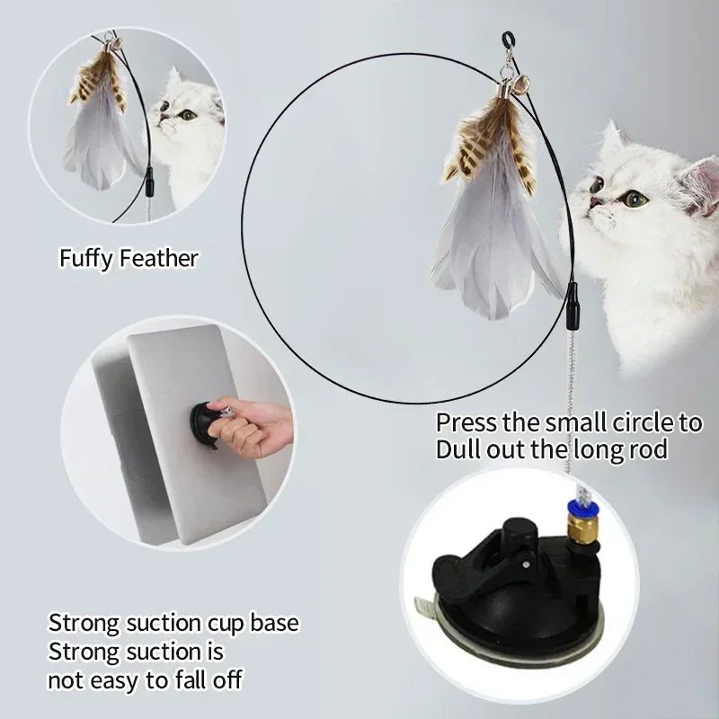 Hands-Free Interactive Cat Toy | Suction Cup Teaser Wand for Kittens - Chase & Exercise Play