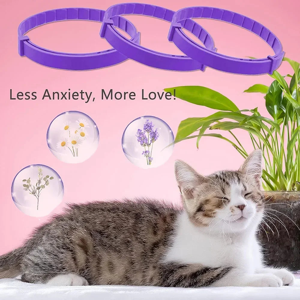 Adjustable Calming Collar for Cats and Dogs | 38/70cm Anxiety Reduction Pheromone Collar - Safe and Natural