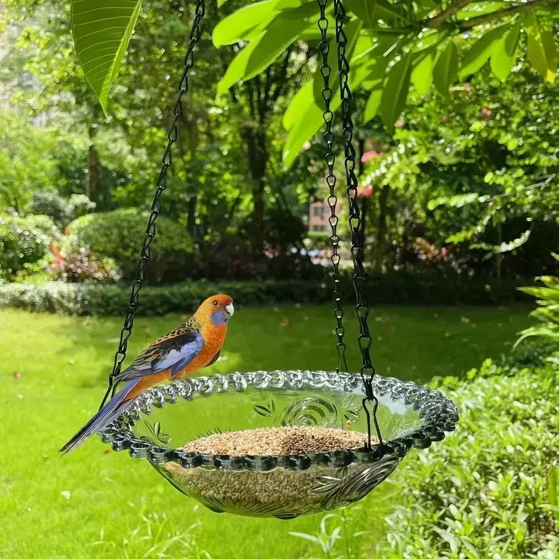 Flower Shaped Hanging Bird Feeder | Birdbath for Outdoor Garden Decor & Hummingbird Feeding Tool
