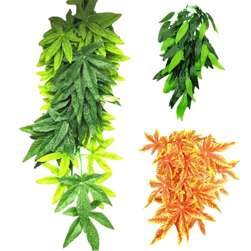 Reptile Plant Decoration with Suction Cups | Climbing Vines for Amphibians, Lizards & Snakes Habitat Decor