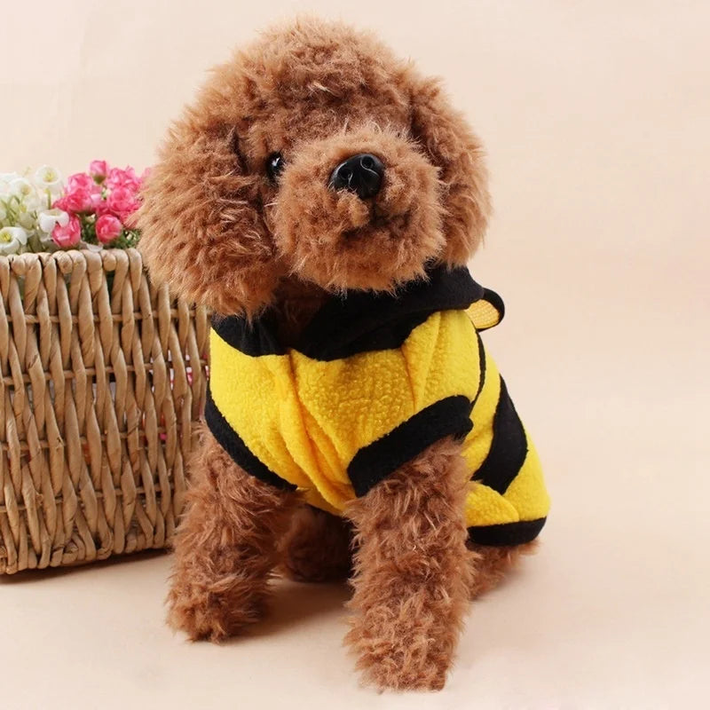 Bee Pet Puppy Coat Apparel Outfit Fleece Clothes Dog Cat Hoodie