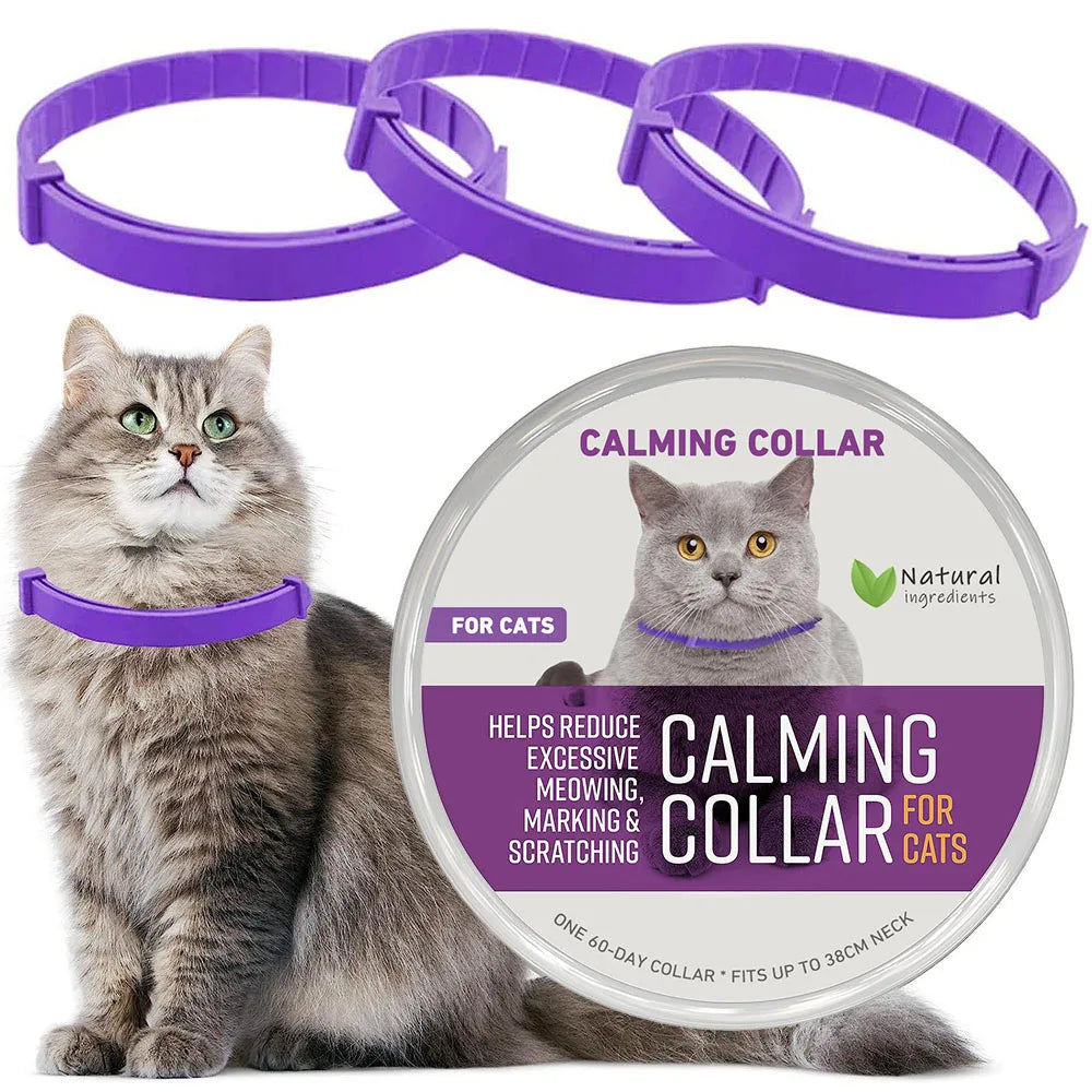 Adjustable Calming Collar for Cats and Dogs | 38/70cm Anxiety Reduction Pheromone Collar - Safe and Natural