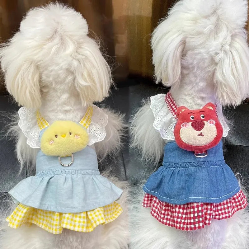 Lace Pet Apparel Harness Dresses For Little Small Dogs Puppy
