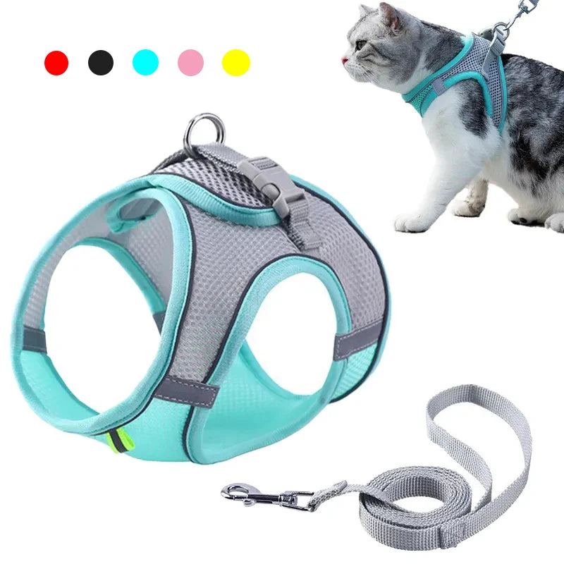 Adjustable Cat and Dog Harness Leash Set | Perfect for French Bulldogs, Puppies, and Chihuahuas - Ideal for Outdoor Walking