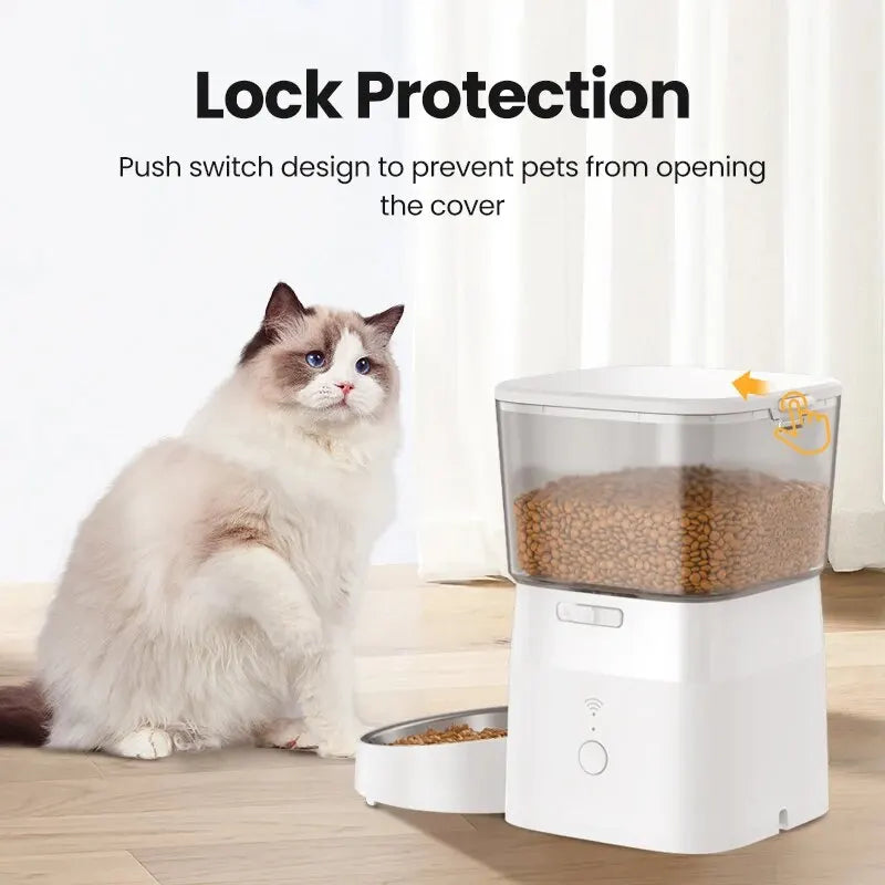 ROJECO 2L Automatic Cat Feeder | WiFi Smart Pet Food Dispenser with Remote Control for Dogs & Cats