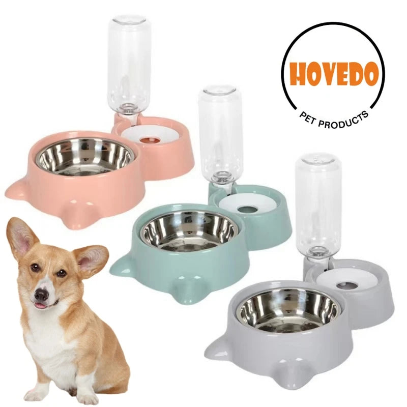 2-in-1 Automatic Cat Bowl & Water Dispenser | Pet Food Container with Waterer for Dogs and Cats