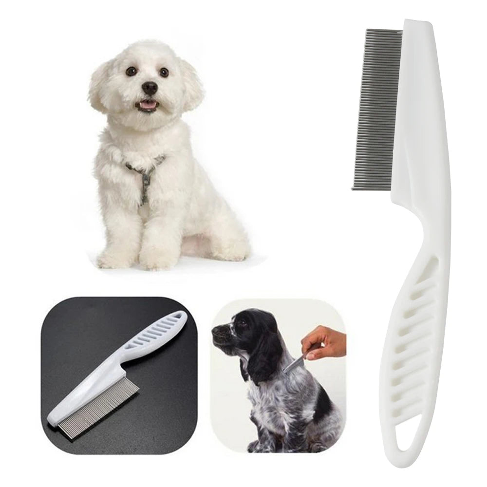 Stainless Steel Flea Comb for Dogs and Cats | Comfort Grooming Tool for Pet Hair Removal