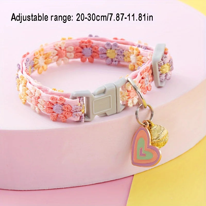 Adjustable Rainbow Cat Collars with Bell | Cute Kitten Collars for Small Dogs and Pets - Stylish Pet Accessories