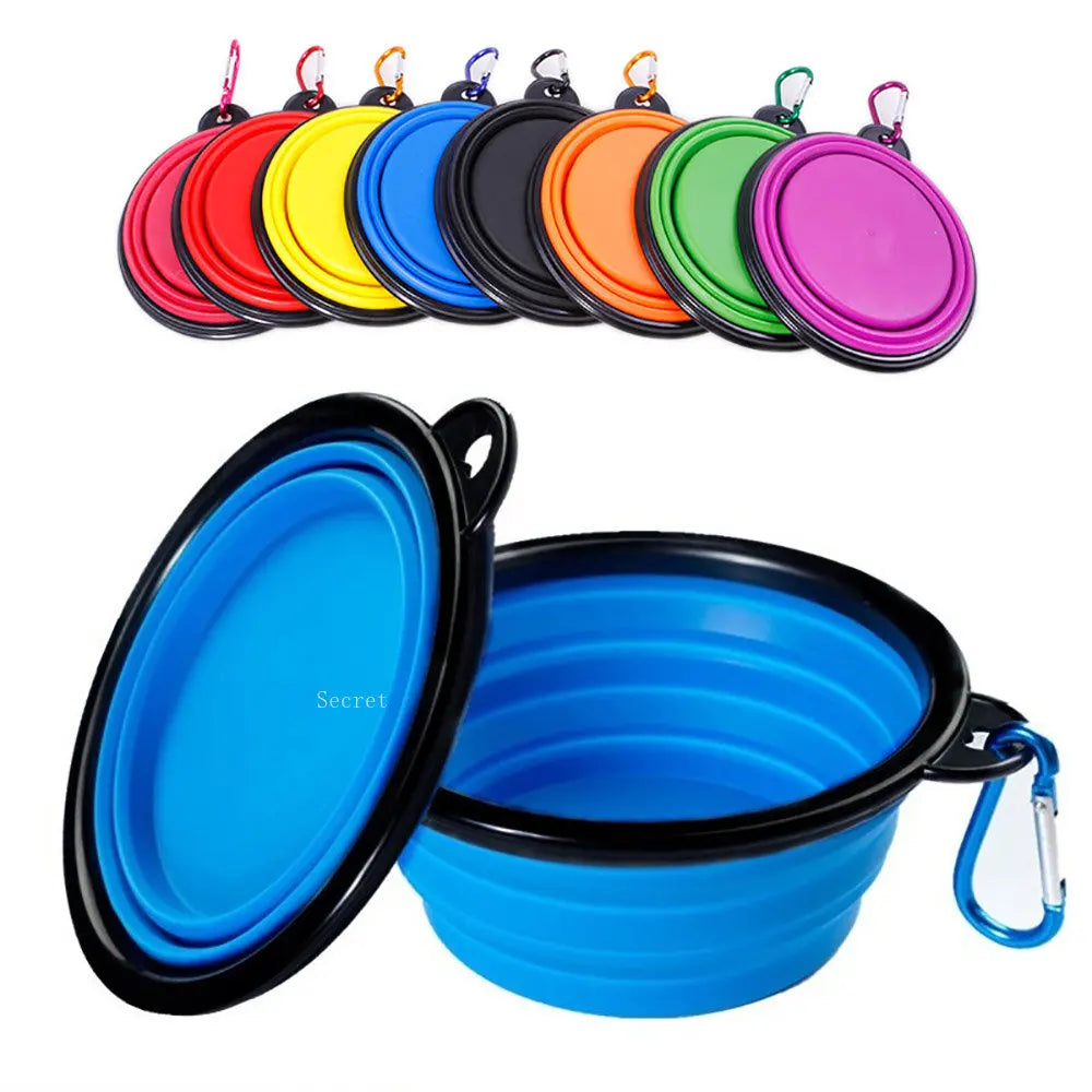 Collapsible Silicone Dog Bowl | Portable Pet Food & Water Dish for Outdoor Camping & Travel with Carabiner