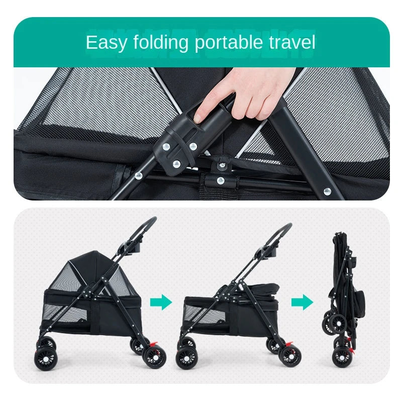 Universal Dog Carrier Bag | Large Vision Folding Pet Stroller for Cats & Dogs