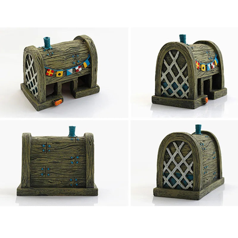 Cartoon Pineapple House Aquarium Decoration | Fish & Shrimp Shelter with Octopus & Crab Castle