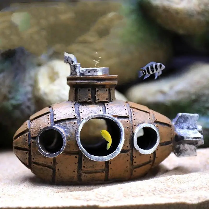 Resin Submarine Ornaments | Fish & Shrimp Shelter Cave for Aquarium Landscaping Accessories