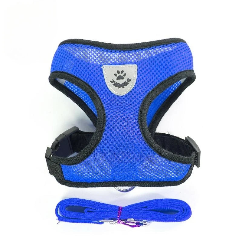 Adjustable Cat and Dog Harness with Lead Leash | Breathable Polyester Mesh Reflective Vest for Small Pets