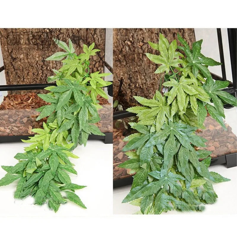 Reptile Plant Decoration with Suction Cups | Climbing Vines for Amphibians, Lizards & Snakes Habitat Decor