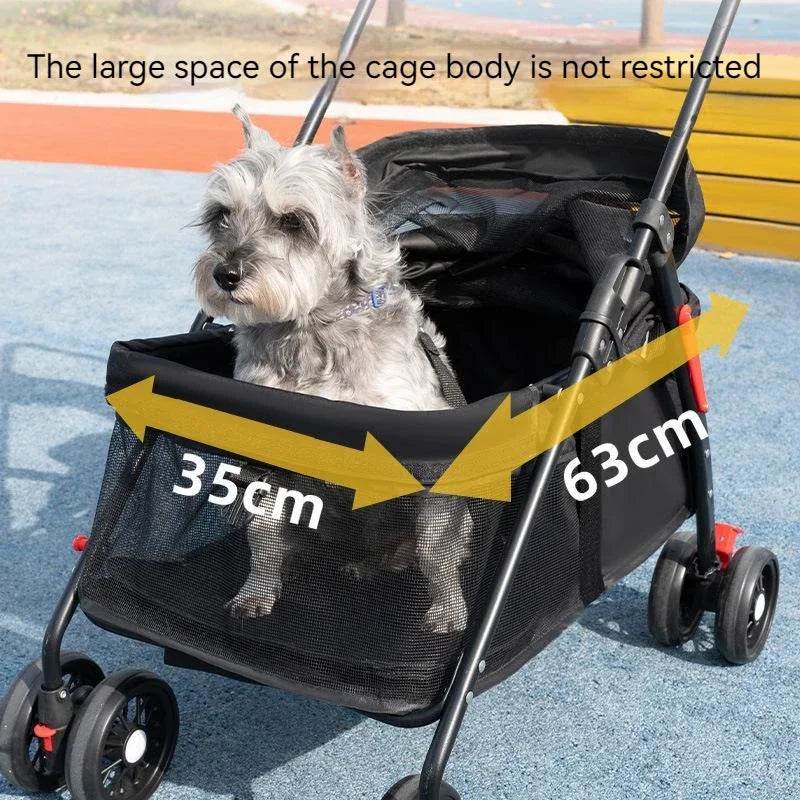 Lightweight Folding Pet Stroller | Breathable Outdoor Travel Carrying Bag for Small Dogs & Cats | Includes Meal Plate