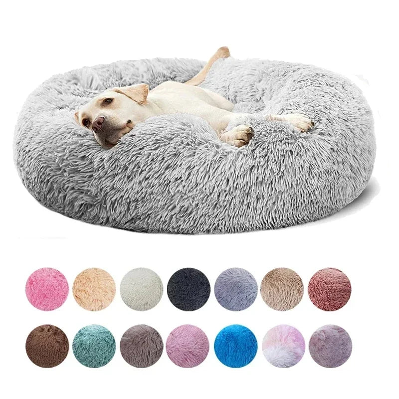 Super Soft Pet Cat Bed Plush Full Size Washable Calm Bed Donut Bed