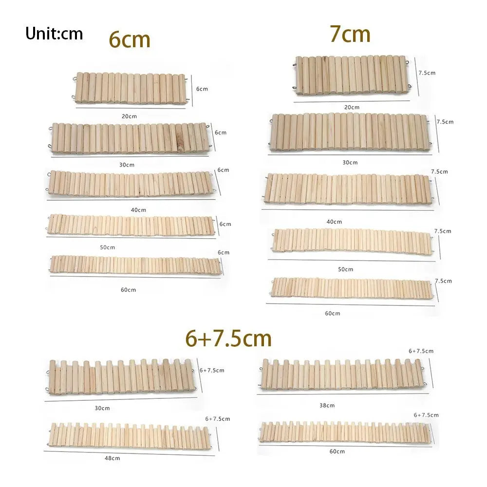 Bendable Hamster Climbing Ladder | Multifunctional Wooden Suspension Bridge for Easy Cage Decoration