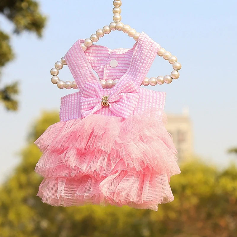 Dog Summer Dress Cat Lace Skirt Pet Clothing Chihuahua Stripe Skirt Puppy Cat